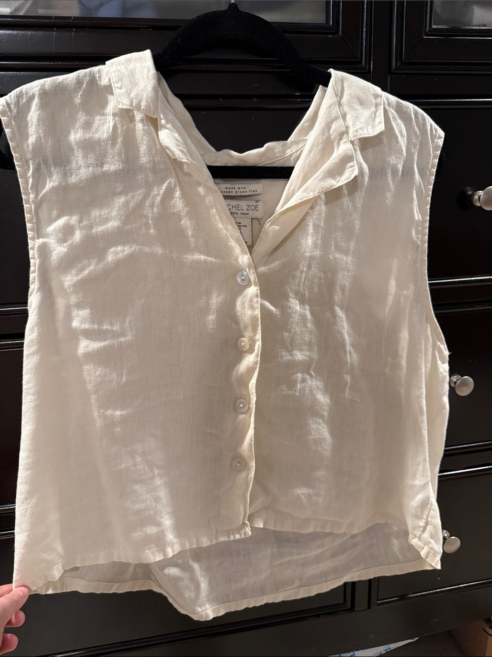 Rachel Zoe 100% Linen Sleeveless Button Front Blouse XL